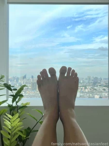Just resting my feet at work feet asianfeet asiansoles boobs naked