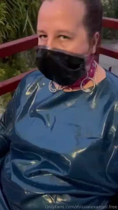 New video my paid page misslatexangel handcuff ballgag and latexmask 