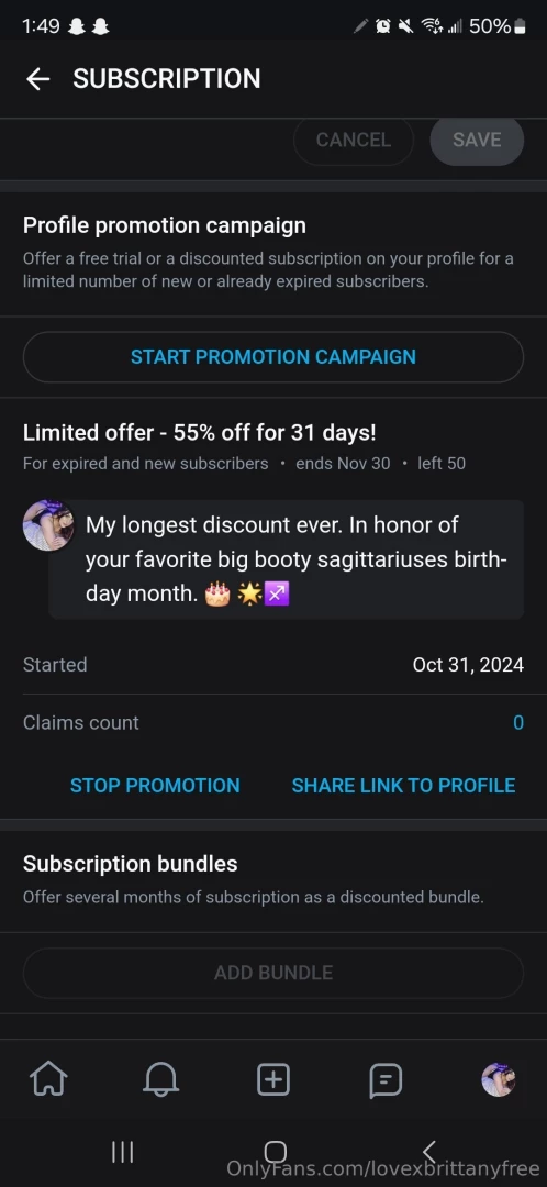 Vip page is 50 off for my birthday month 