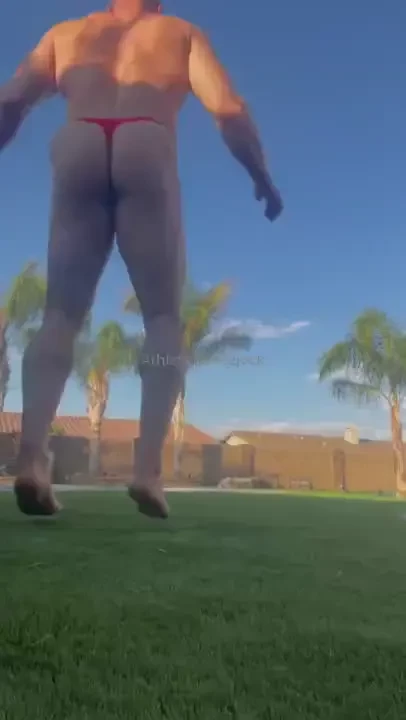 Who enjoys jumping jacks in thong hoping my neighbor sees so i can 