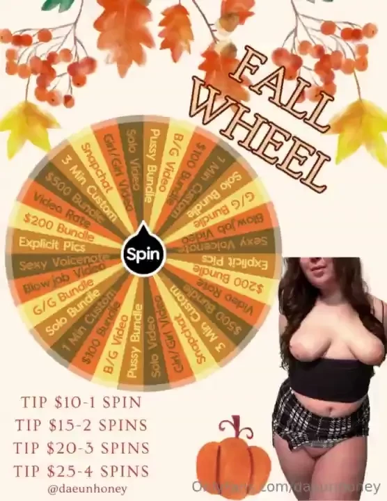 Happy november tip 10 - 1 spin tip 15 - 2 spins tip 20 - 3 spins tip 