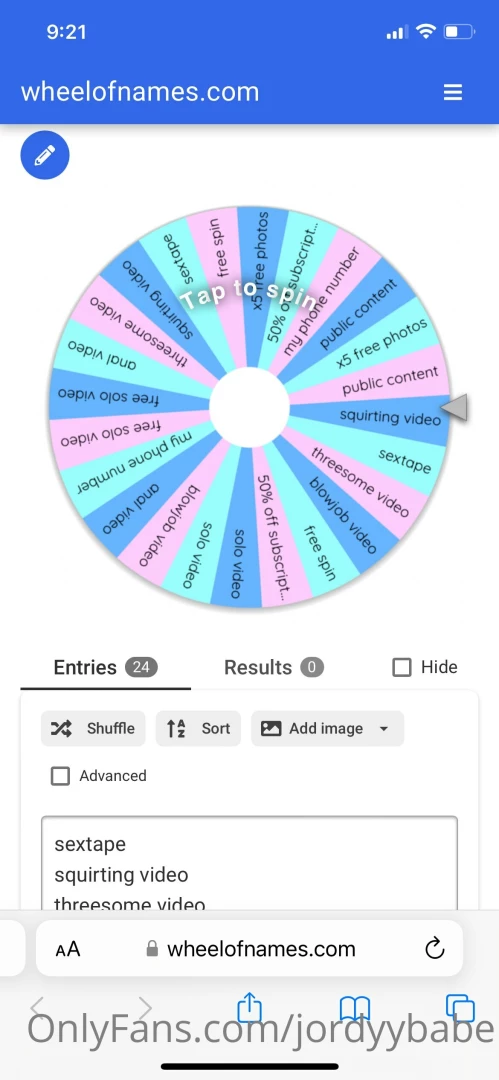 New spin the wheel - 2 spins 5 - 4 spins 10 - 6 spins 15 tip 10 or 