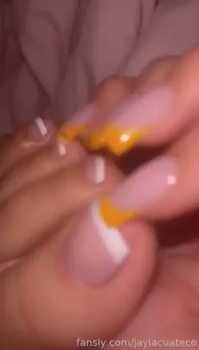 Tranny shows off her nice french pedi and mani nails feet toes 