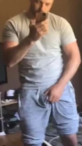 Big swinging in joggers