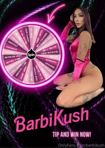 Barbi kush spin 15 gets you one spin 20 gets you two spins 30 gets you