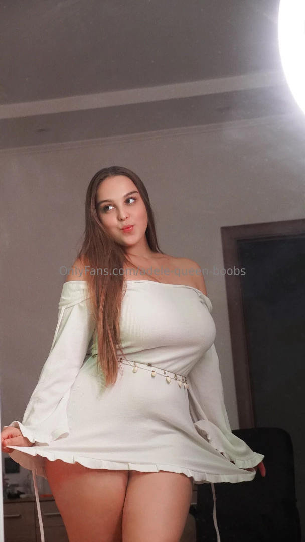 Standing in front of the mirror and i like what i see white dress 