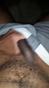 Hot messy cumshot in my underwear stroking my big black cock while