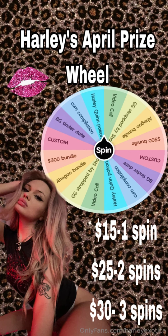 Harleys april prize wheel cum one m cum all to another game of spin 