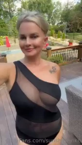 The family came over to swim had to wear my conservative suit part 2