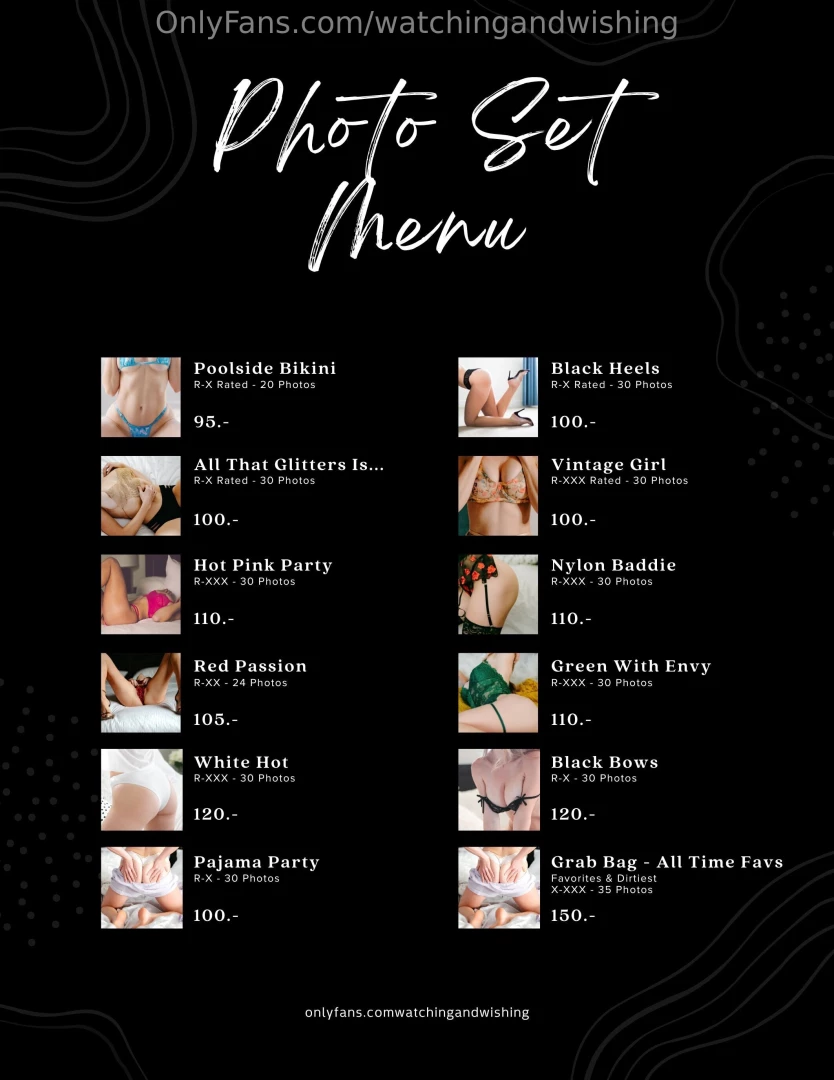 It s finally here a menu of my photoshoot sets available extremely 