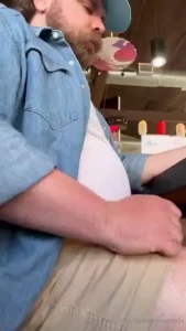 Stuffing myself as a sushi restaurant walking around with my big belly