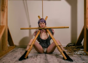The blindfold has been lifted but new restraints are in place legs part 1