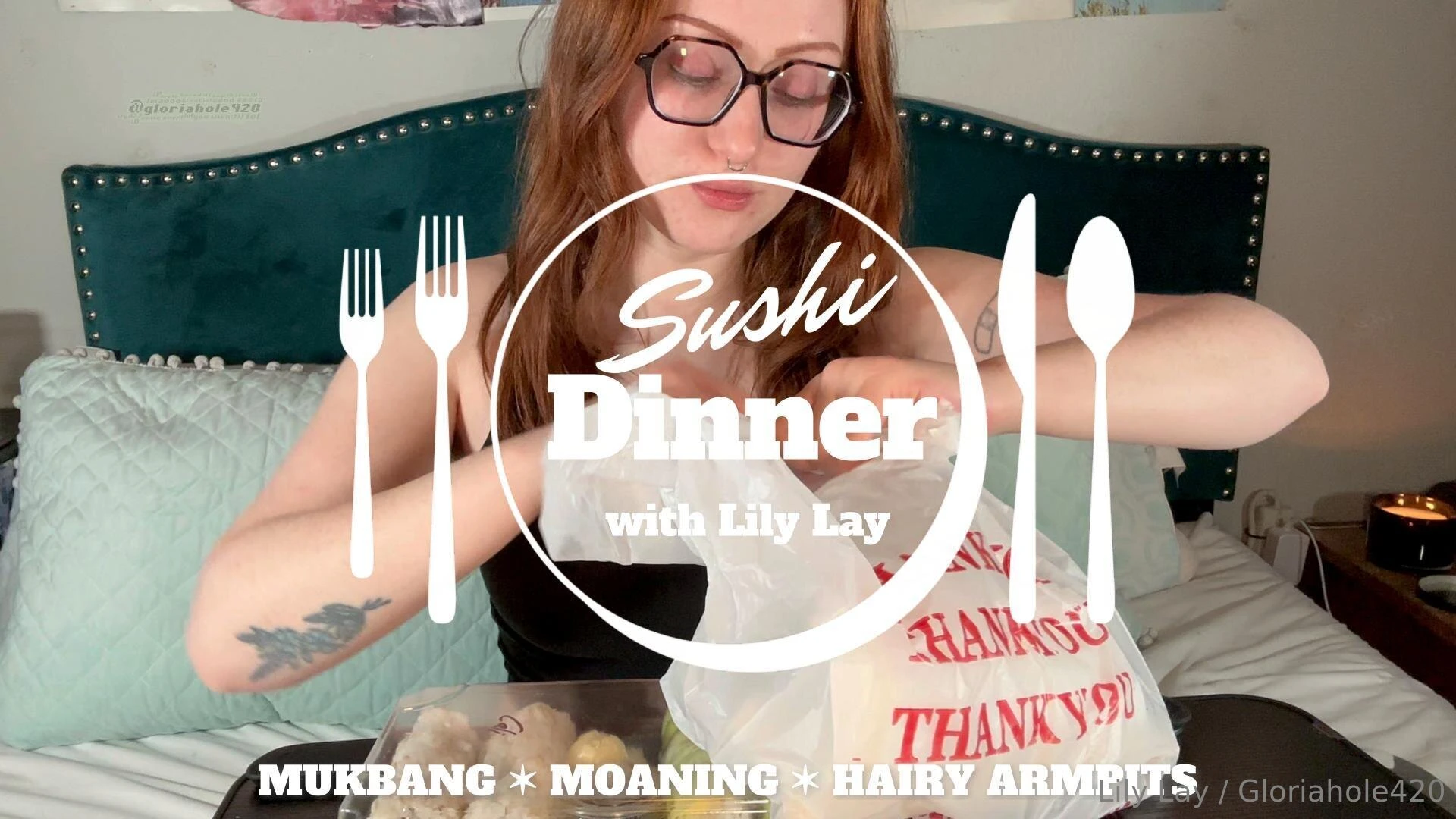 Sushi dinner mukbang nbsp having dinner in my glasses black tank top 