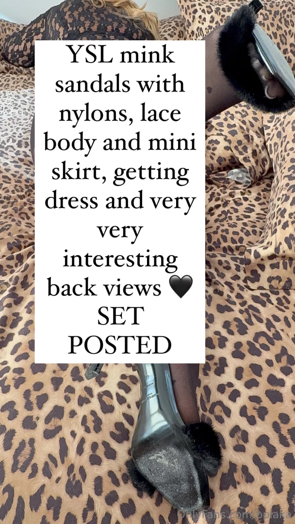 Ysl mink sandals with nylons lace body and mini skirt getting dress 