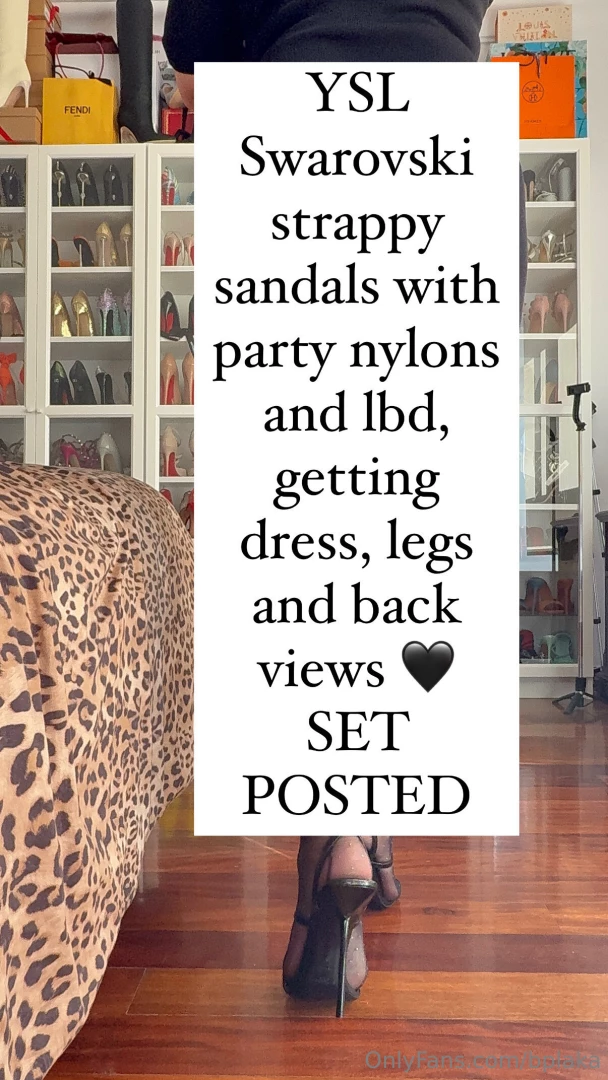 Ysl swarovski strappy sandals with party nylons and lbd getting dress 