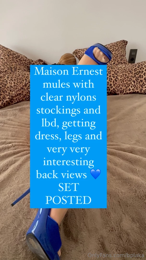 Maison ernest mules with clear nylons stockings and lbd getting dress 