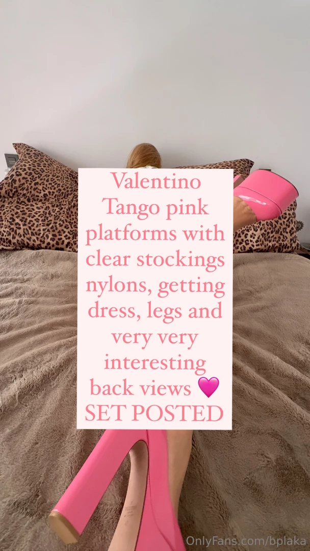 Valentino tango pink platforms with clear stockings nylons getting 
