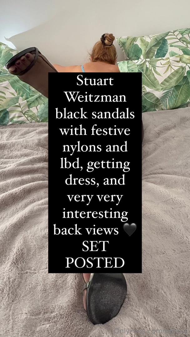 Stuart weitzman black sandals with festive nylons and lbd getting 