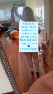 Giuseppe zanotti blue mules with cut-out dress getting dress back and