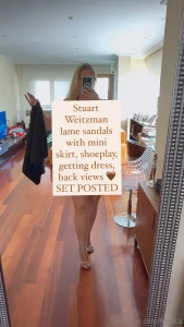 Stuart weitzman lame sandals with mini skirt shoeplay getting dress