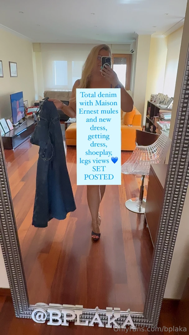 Total denim with maison ernest mules and new dress getting dress 