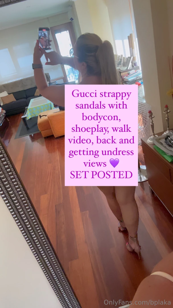 Gucci strappy sandals with bodycon shoeplay walk video back and 