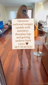 Valentino rockstud strappy sandals with miniskirt shoeplay legs and