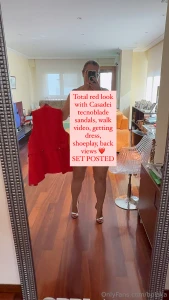 Total red look with casadei tecnoblade sandals walk video getting