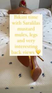 Bikini time with saralilas mustard mules legs and very interesting