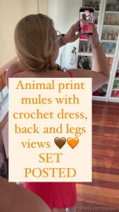 Animal print mules with crochet dress back and legs views