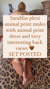 Saralilas plexi animal print mules with animal print dress and very