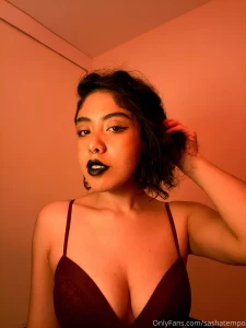 Explicit photo shoot with black lipstick and burgundy lingerie and part 18