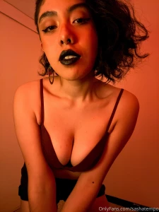 Explicit photo shoot with black lipstick and burgundy lingerie and part 21