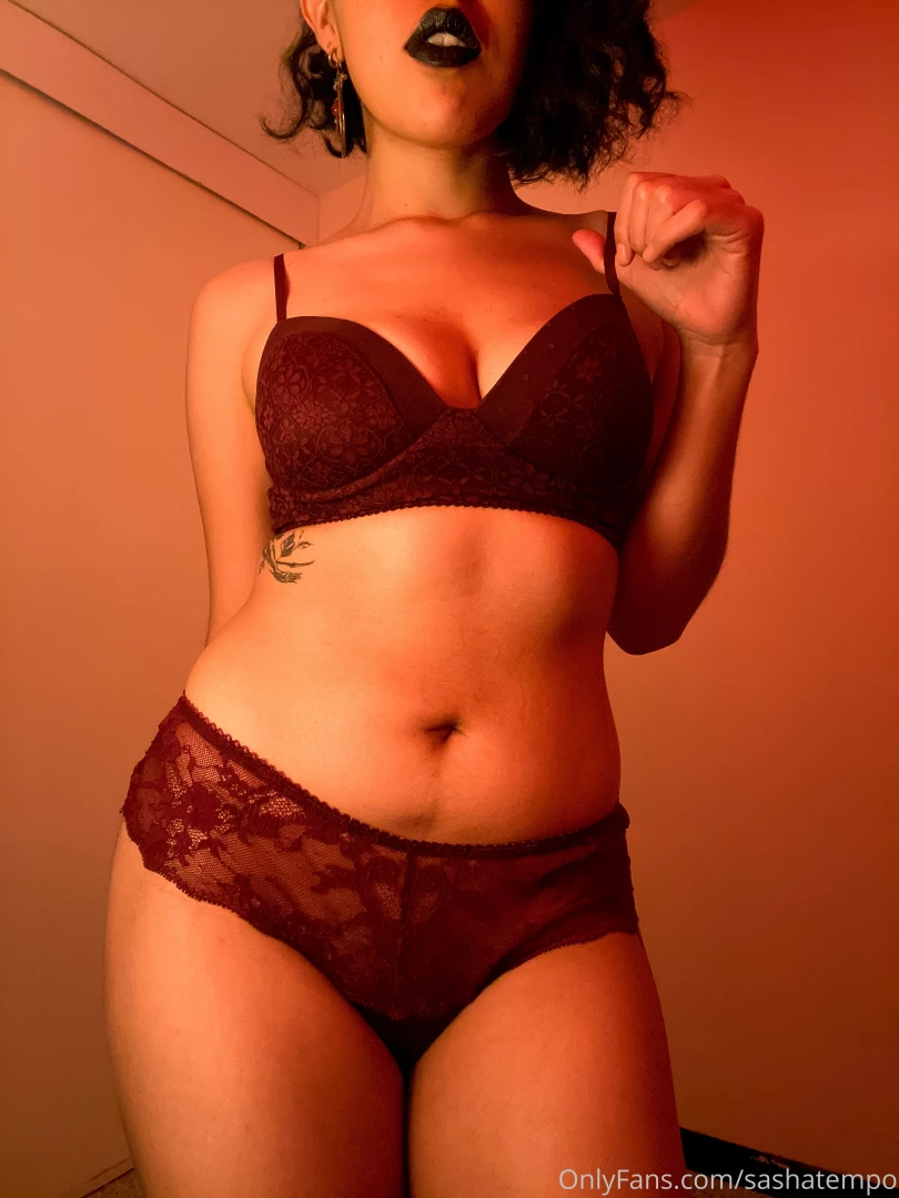 Explicit photo shoot with black lipstick and burgundy lingerie and part 2 