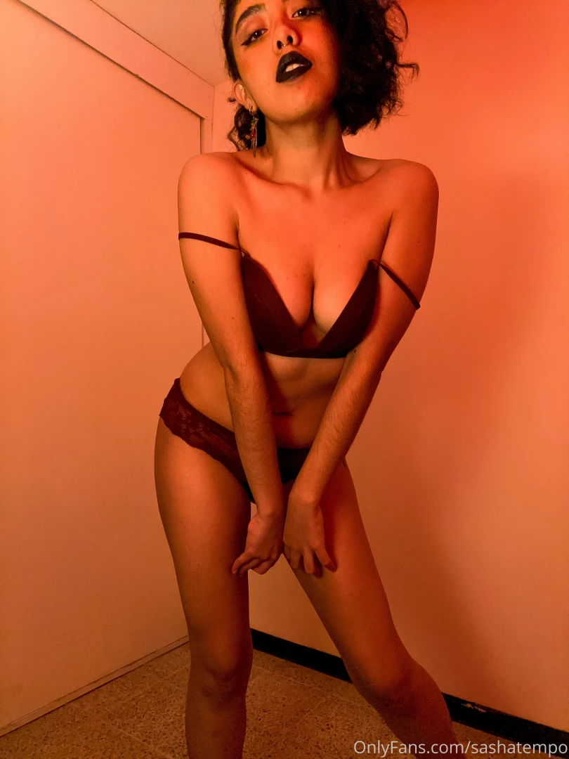 Explicit photo shoot with black lipstick and burgundy lingerie and part 1 