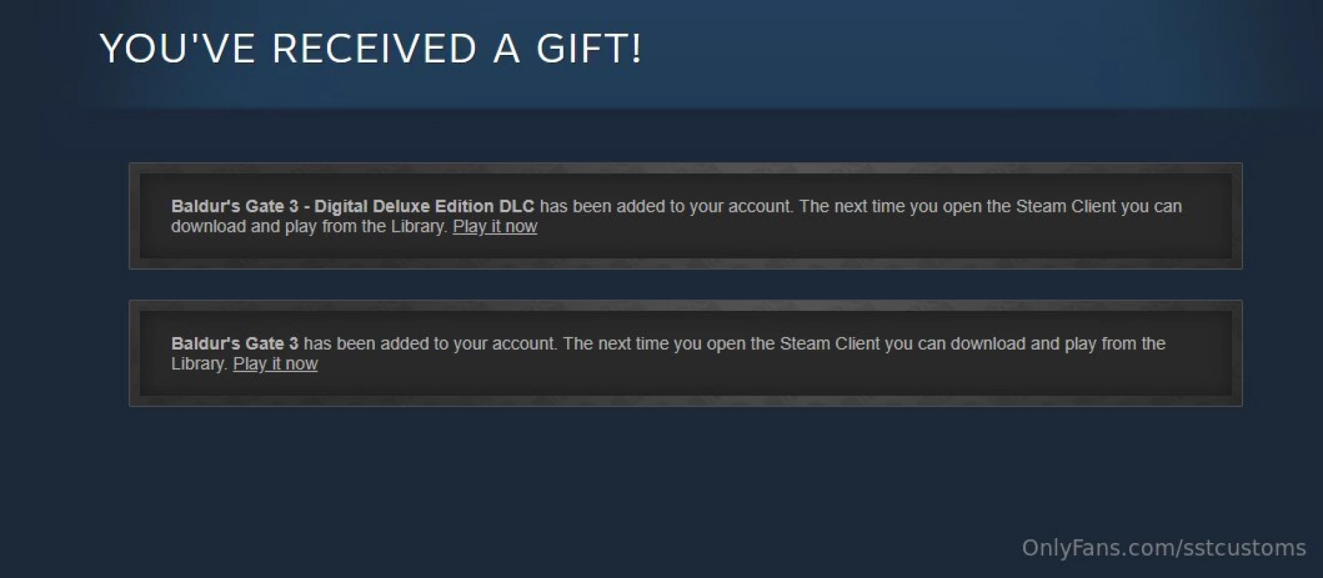 An absolutely amazing fan just bought me baldur s gate 3 gave him 3 part 1 