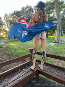 Keep swiping to see me nude under this flag aussie day shoot thoughts part 1