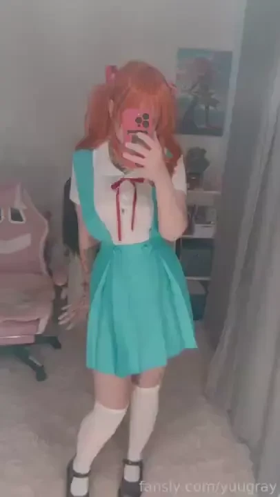 Cosplay redhead asuka schoolgirl upskirt socks evangelion longsocks part 2 