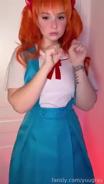 Cosplay redhead asuka schoolgirl upskirt socks evangelion longsocks 