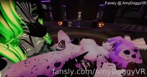 Furry little futa puppy girl is all caged up and is edged in her cage