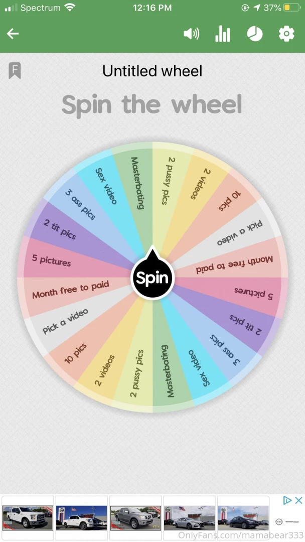 Doing spin the wheel today tip 8 for a spin or message me on how to 