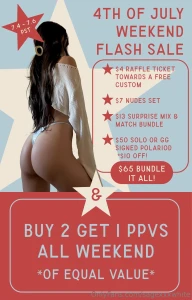 Last day for 4th of july weekend deals 4 raffle ticket towards a free