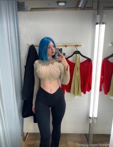 What do you think about this top transparent nipples bluehair waist