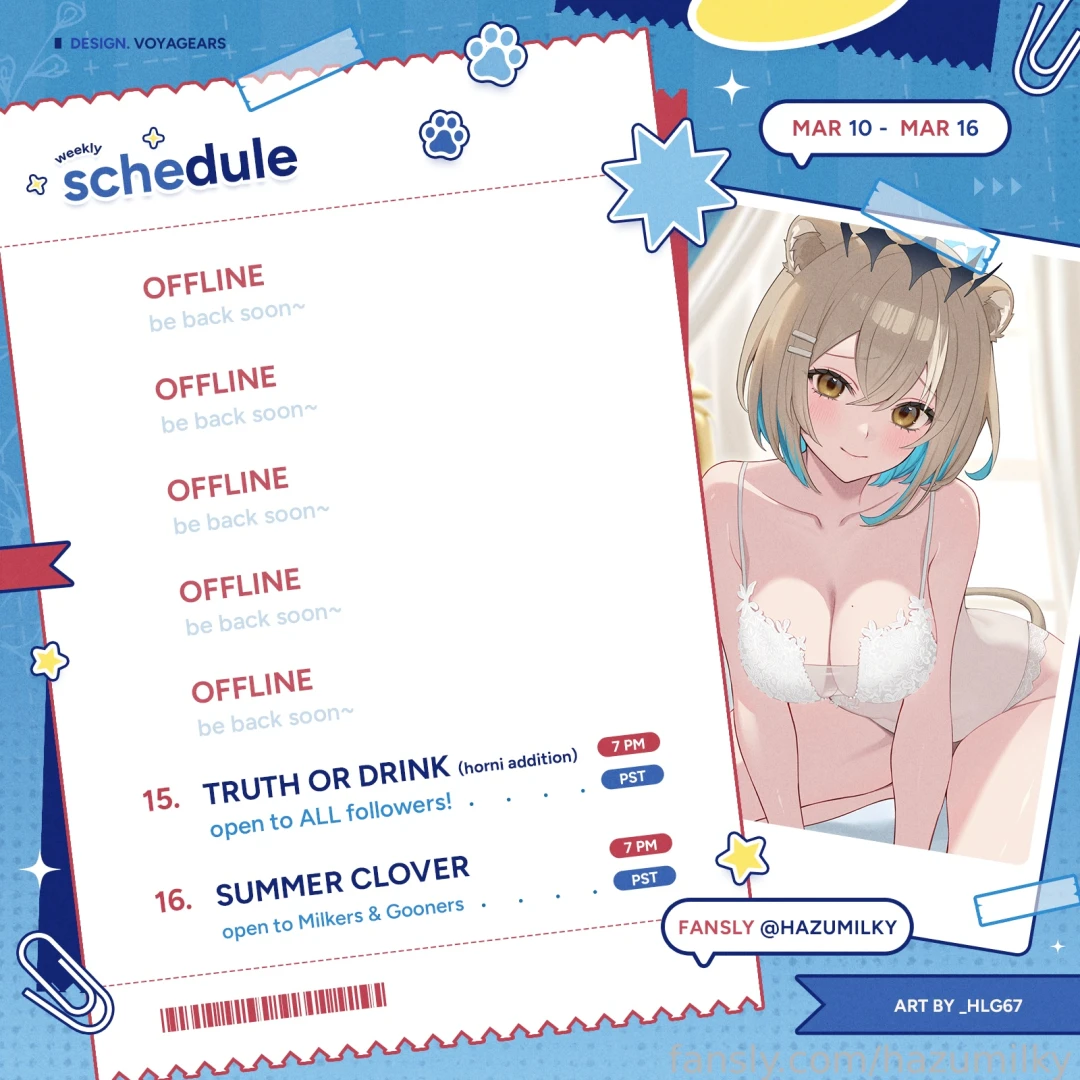 Mar 10 - 16 fansly schedule will be trying to do not one but two 