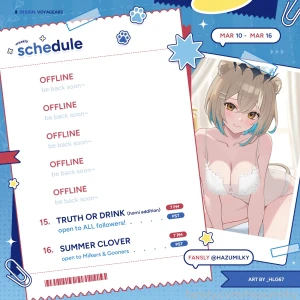 Mar 10 - 16 fansly schedule will be trying to do not one but two