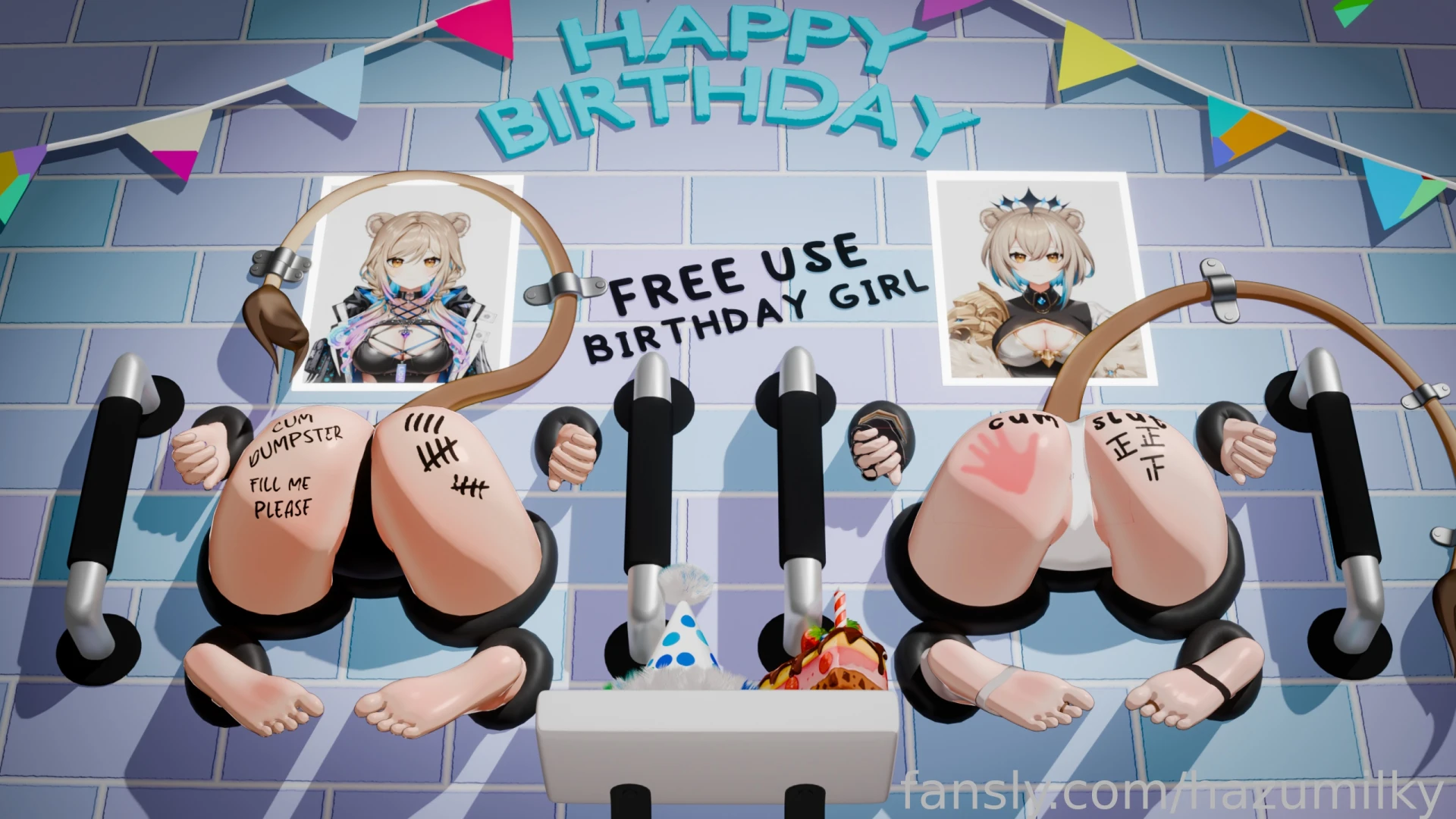 Free use of this birthday girl hehehehe sfw lewdtuber vtuber hazumilky 