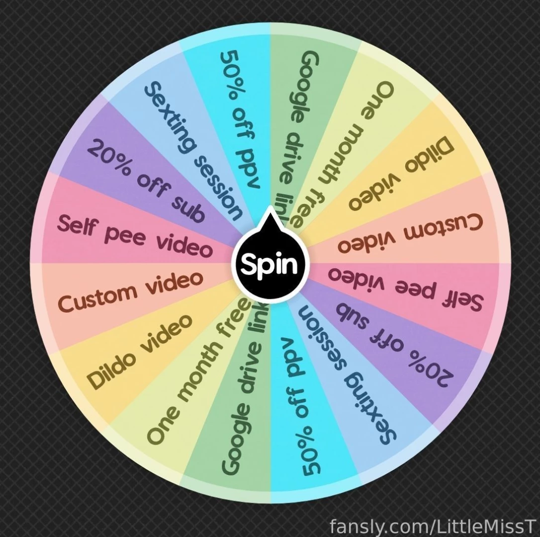 Come have a spin on my sexy wheel everyone wins 6 per spin 10 for two 