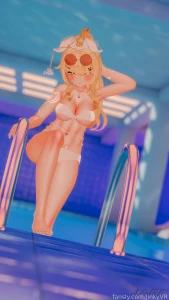 Blonde bunny gets a bit wet at the pool from the water photoshoot part 3