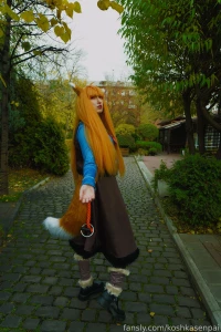 The wise wolf holo comes to people for walk in the park cosplay trans part 5