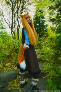 The wise wolf holo comes to people for walk in the park cosplay trans part 10